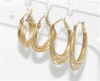 Two pairs 9ct gold hoops