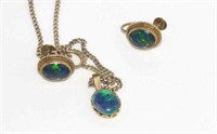 9ct gold, screw on opal earrings