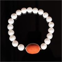 14k Gold Coral Pearl Bracelet