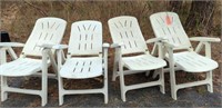 4 White Vinyl Folding Chairs. End Of Driveway