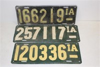 3 Vintage Iowa license plates