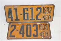 2 - 1933 Nebraska License plates