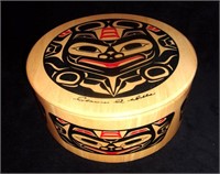 Haida art wooden box w/ lid.
