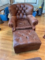 Restoration Hardware Leather Chair and Ottoman