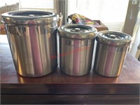 Three Sealing Stainless Canisters (back house)