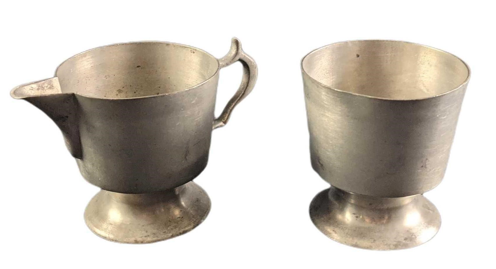 Vintage Woodbury Marked Pewter Creamer & Sugar Bow