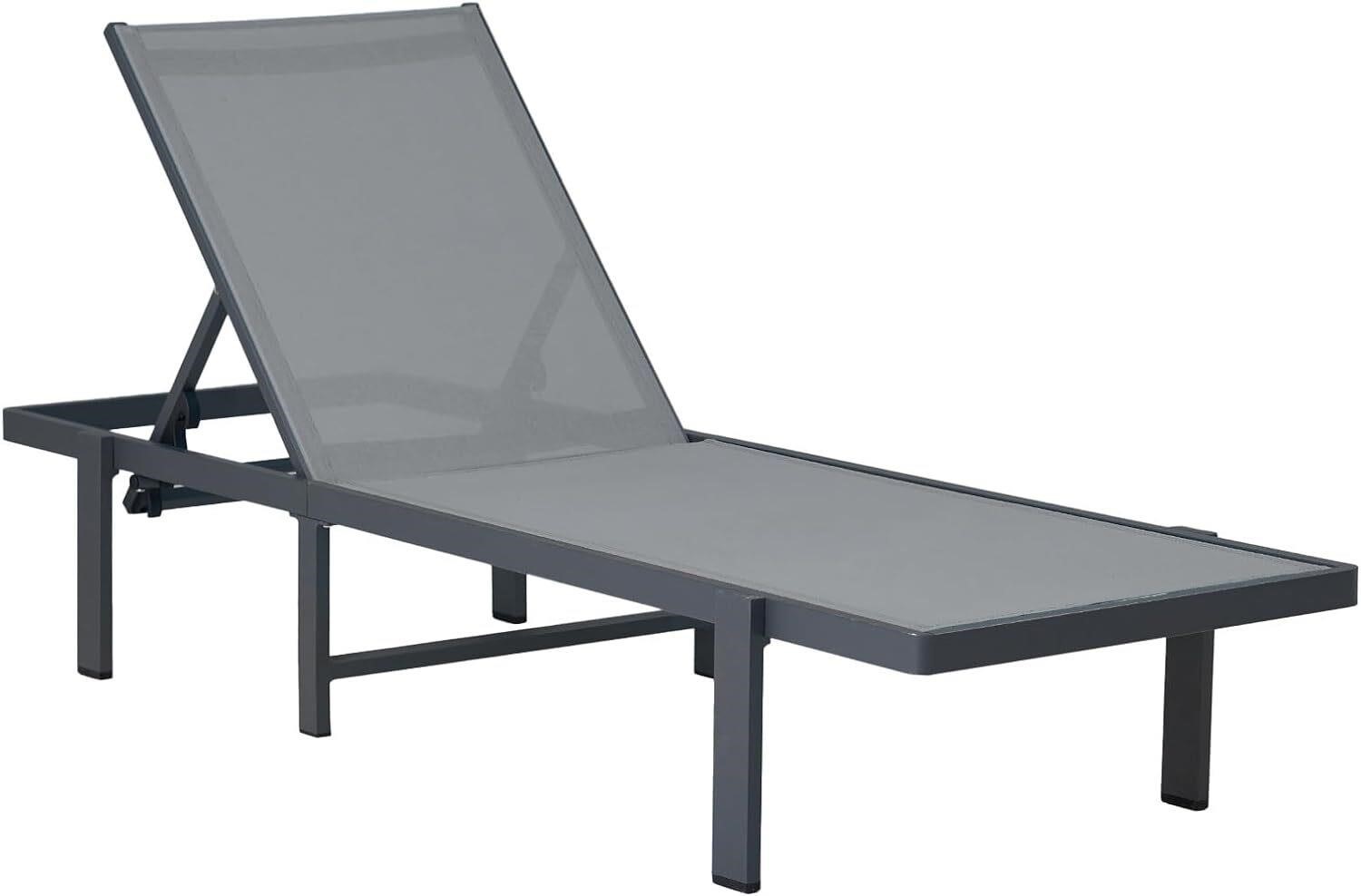 Aluminum Chaise Lounge  Adjustable  Grey