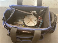 Tool Bag w/ Contents- Drill Bits, Staple Gun, Etc.