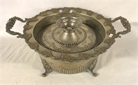 MOROCCAN SILVER PLATED REPOUSSE FOOTED BOWL