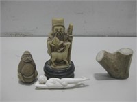 Assorted Carved Asian Themed Items Largest 4"