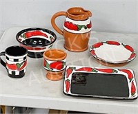 6 pc Alberta pottery hand painted chili peppers