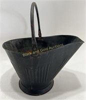 Vintage Black Metal Coal Fireplace Bucket