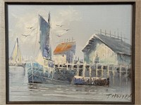 Thomas Boat Dock Oil Painting