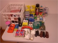 crate, cleaning supplies