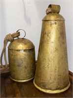Two Large Gold Decorative Bells