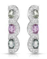 14KT White Gold 3.39ctw Multi Color Sapphire and D