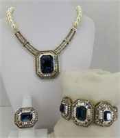 Blue & Gold Heidi Daus Necklace, Bangle, &Ring
