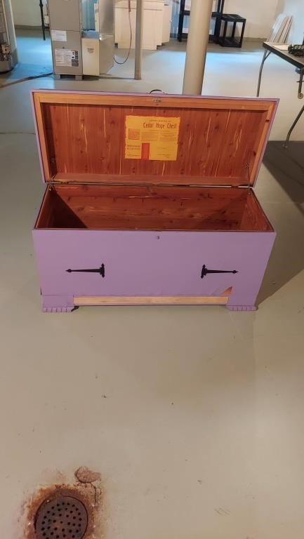 Lg painted purple cedar chest