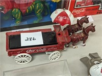 Coca Cola Cast Iron Horses and Wagon