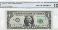US$1 FRN Fancy SN ,Gem 66. U5Cf