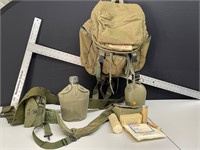 MILITARY BACKPACK-2 CANTEENS MESS KIT SUSPENDERS