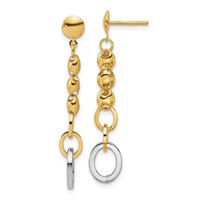 14K Fancy Oval Link Post Dangle Earrings