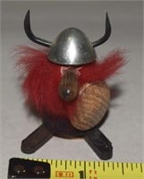 Vtg Made in Spain Wooden Viking Gnome Figure 2t