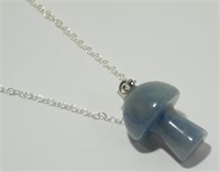 Blue Agate Mushroom Pendant with 20" Necklace