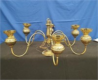 6 Light Brass Chandelier