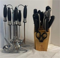 Kitchen Utensils & Wood Block, Knife Set