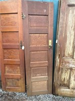 Antique solid wood door with hardware. 24 inches