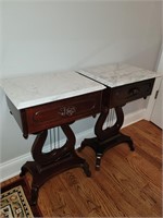 Two Genuine Italian Marble End Tables