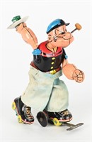 LINEMAR TIN WINDUP POPEYE ROLLER SKATER