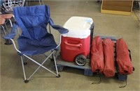 (4) Folding Chairs & Igloo Cooler