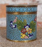 Antique canister and lid, Chinese Cloisonne
