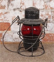 Antique railroad lantern, A.T. & Santa Fe Railway