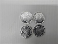 (4) 1 ozt .999 silver rounds