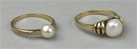 1 10K Gold & 1 Gold Tone Pearl Ring.