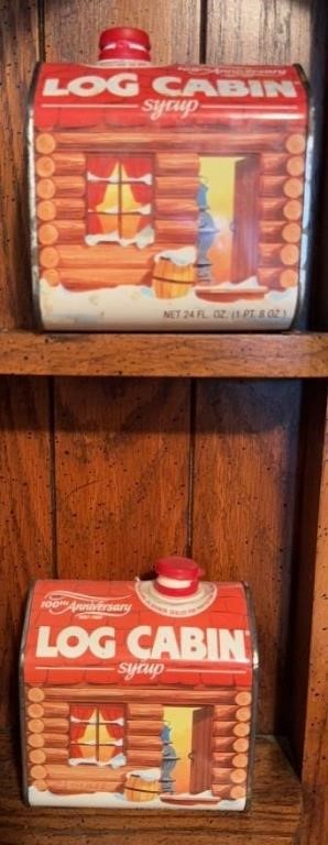 (2) LOG CABIN SYRUP METAL CANS