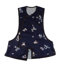 Chinese Silk Vest Navy Blue w/ Cranes & Flowers