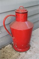 Antique Red French Enamelware Milk Cream Pot