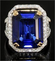 14kt Gold 15.11 ct Sapphire & Diamond Ring