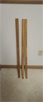 3 Vintage wood yard sticks