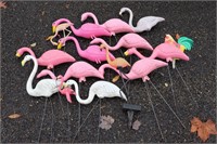 Lot of Assorted Plastic Lawn Flamingos