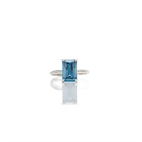 14kt 3 Carat Emerald Cut Vivid Blue Diamond Ring