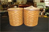 2 2006 Longaberger Medium Canisters with Wooden
