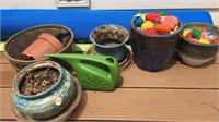 Assorted Planters, Watering Can, and more