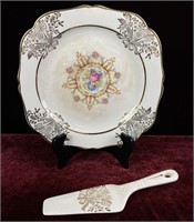 "Royal China" 22K Decorated Plate and Server