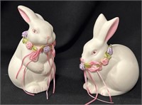 Dept 56 Set of Bunny Rabbits with Flowers