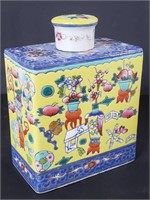 Vintage Chinese hand-painted porcelain canister